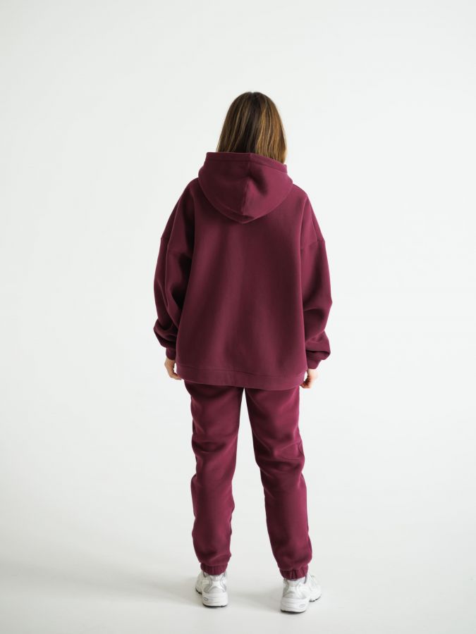 Худи оверсайз с начесом каберне