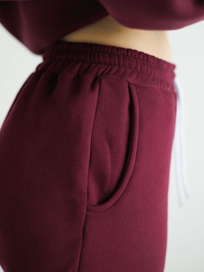 Джоггеры с начесом каберне