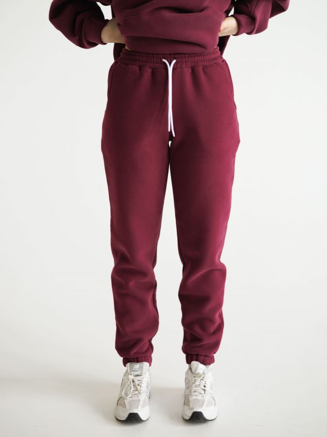 Джоггеры с начесом каберне