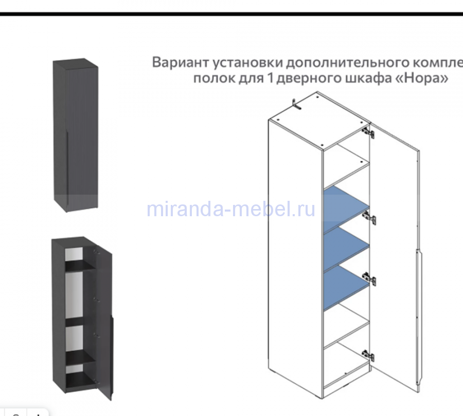 Комплект полок для 1 дв и 3 дв шкафа "Нора"