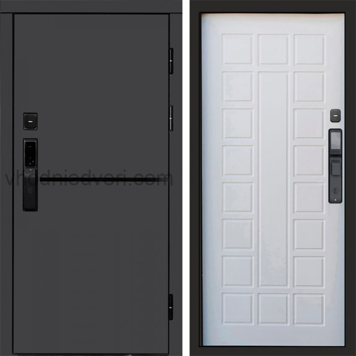 Входная дверь Termo-door ТРЕНД ГРАФИТ с электрозамком - Престиж Белое дерево