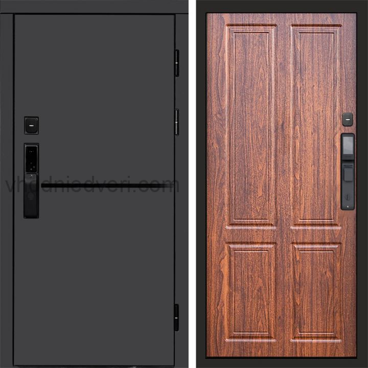 Входная дверь Termo-door ТРЕНД ГРАФИТ с электрозамком - Орех стандарт