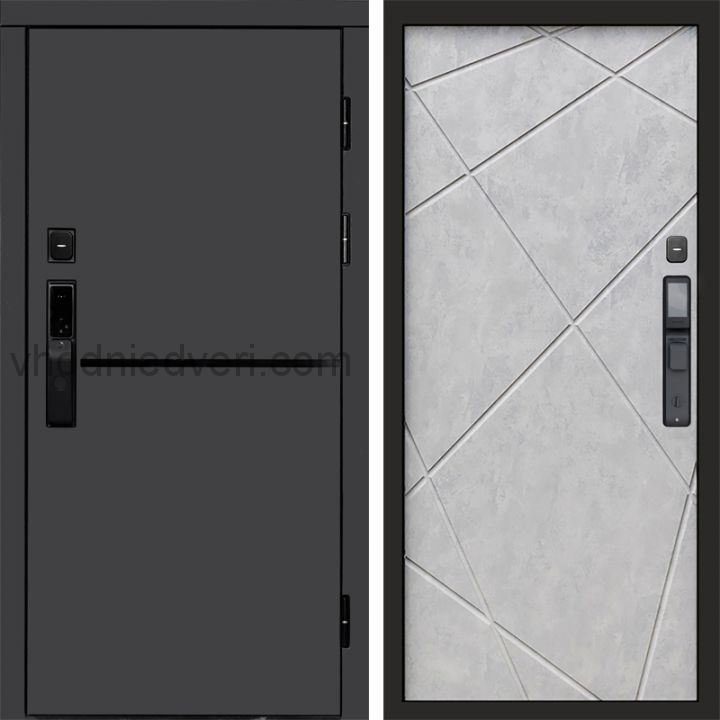 Входная дверь Termo-door ТРЕНД ГРАФИТ с электрозамком - Лучи Бетон светлый