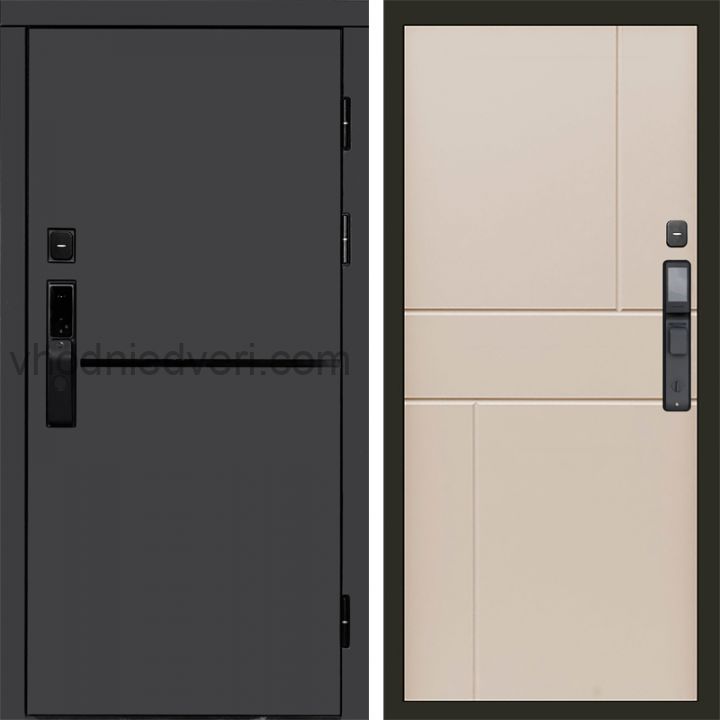 Входная дверь Termo-door ТРЕНД ГРАФИТ с электрозамком - Горизонт Слоновая кость