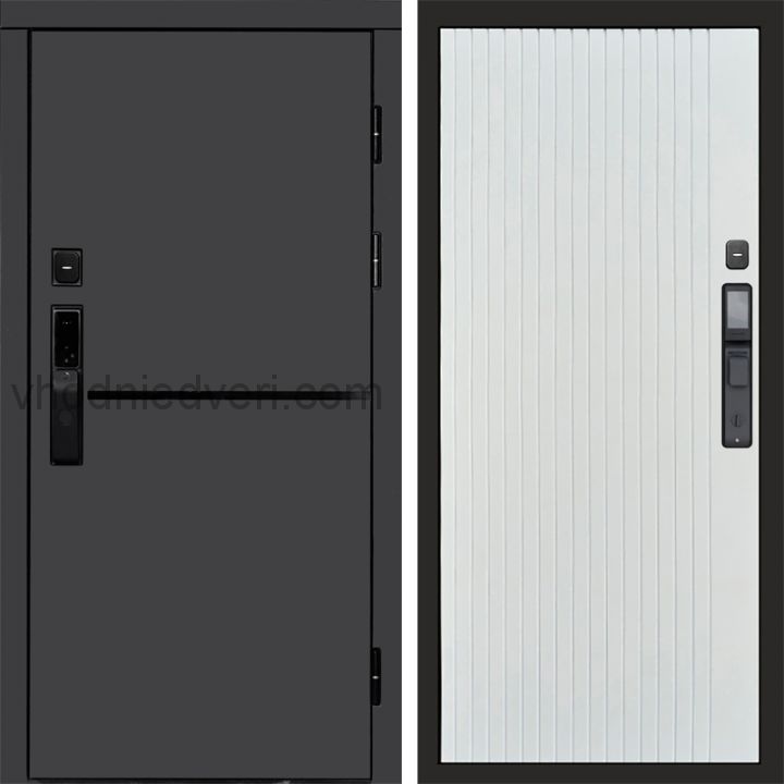 Входная дверь Termo-door ТРЕНД ГРАФИТ с электрозамком - Flat Белый софт