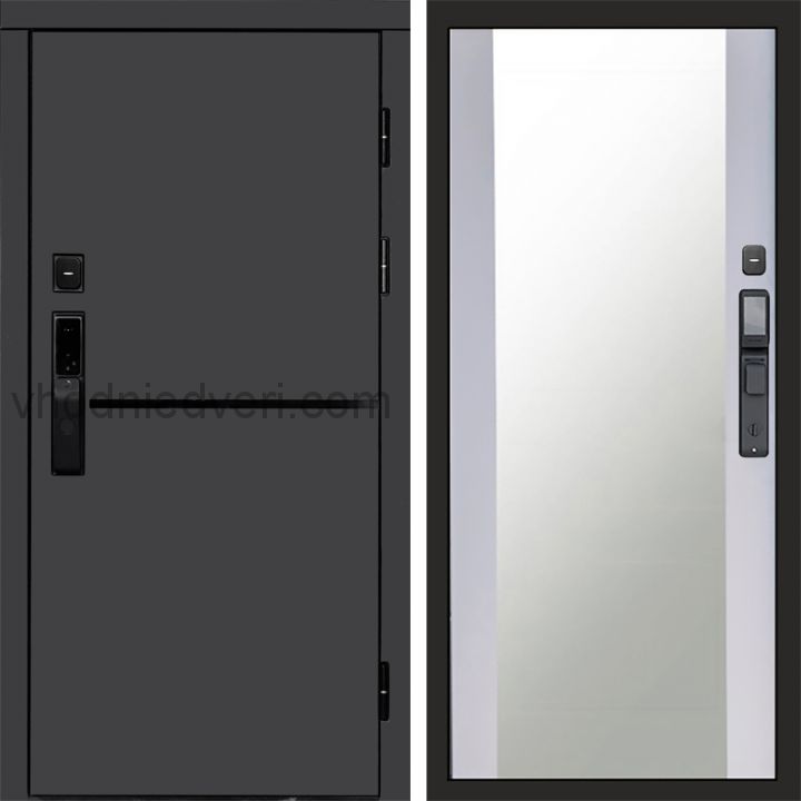 Входная дверь Termo-door ТРЕНД ГРАФИТ с электрозамком - Зеркало Белый софт