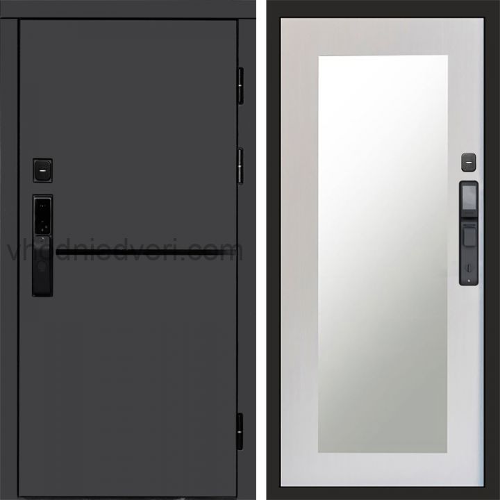 Входная дверь Termo-door ТРЕНД ГРАФИТ с электрозамком - Зеркало Триумф Лиственница