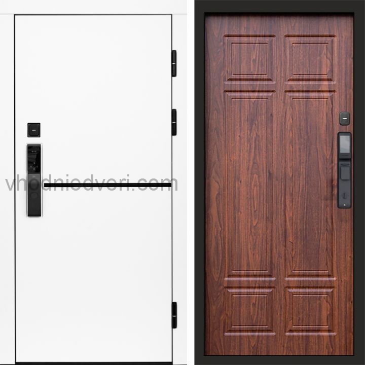 Входная дверь Termo-door ТРЕНД WHITE с электрозамком - Орех премиум