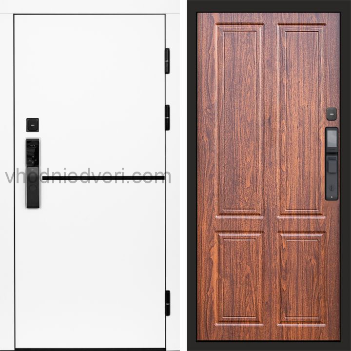 Входная дверь Termo-door ТРЕНД WHITE с электрозамком - Орех стандарт