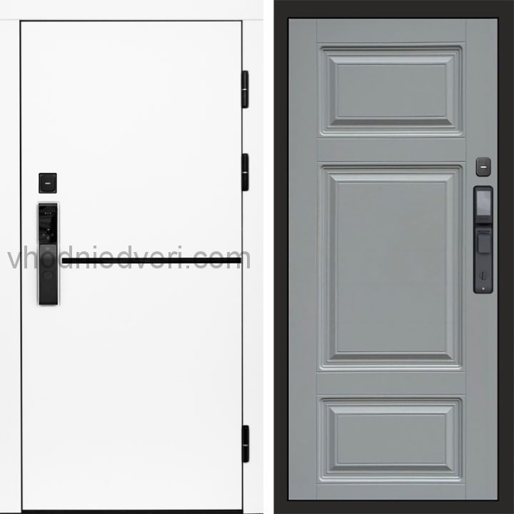 Входная дверь Termo-door ТРЕНД WHITE с электрозамком - Лион Грей софт