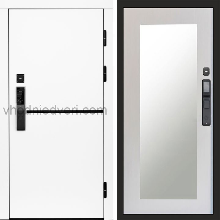 Входная дверь Termo-door ТРЕНД WHITE с электрозамком - Зеркало Триумф Лиственница