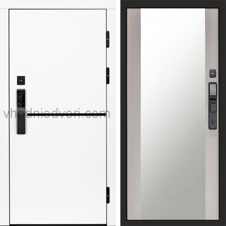 Входная дверь Termo-door ТРЕНД WHITE с электрозамком - Зеркало Лиственница
