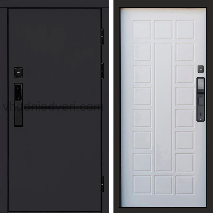 Входная дверь Termo-door ТРЕНД BLACK с электрозамком - Престиж Белое дерево