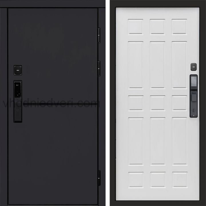 Входная дверь Termo-door ТРЕНД BLACK с электрозамком - Спарта Белое дерево