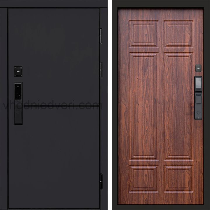 Входная дверь Termo-door ТРЕНД BLACK с электрозамком - Орех премиум