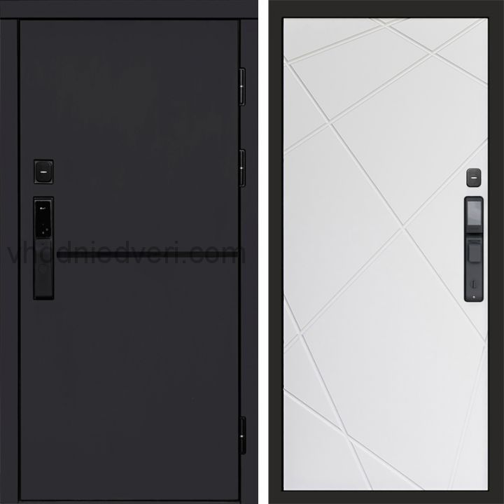 Входная дверь Termo-door ТРЕНД BLACK с электрозамком - Лучи Белый