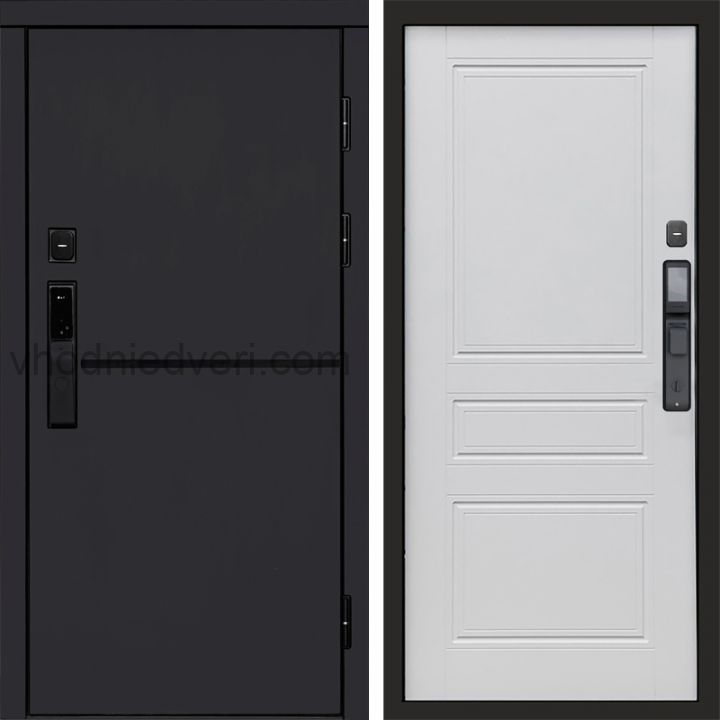 Входная дверь Termo-door ТРЕНД BLACK с электрозамком - Классик Белый софт