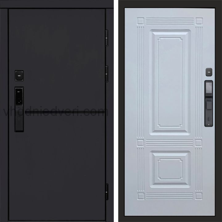 Входная дверь Termo-door ТРЕНД BLACK с электрозамком - Мадрид Белый софт