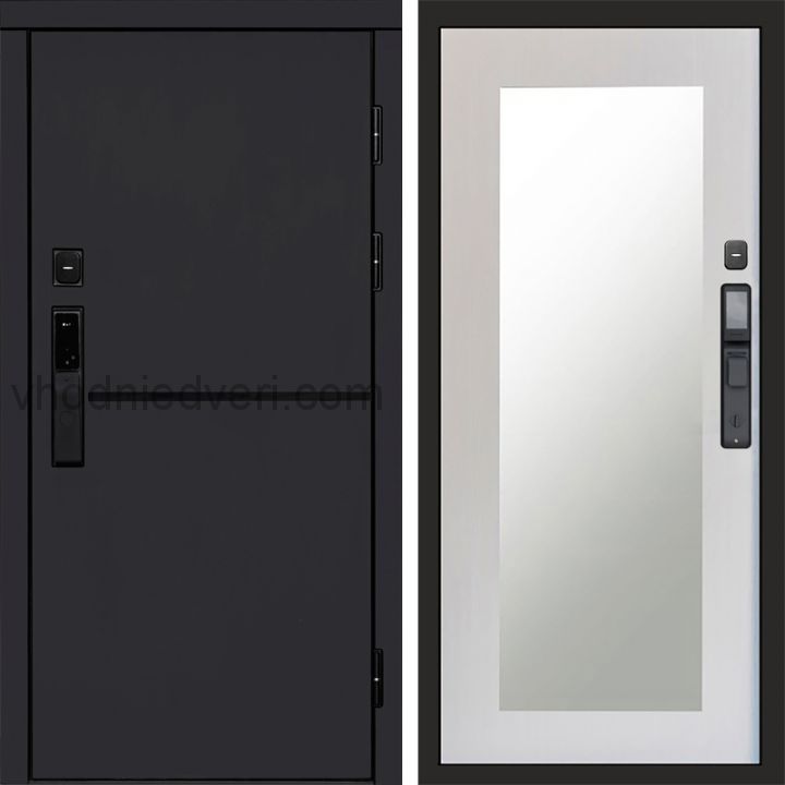 Входная дверь Termo-door ТРЕНД BLACK с электрозамком - Зеркало Триумф Лиственница