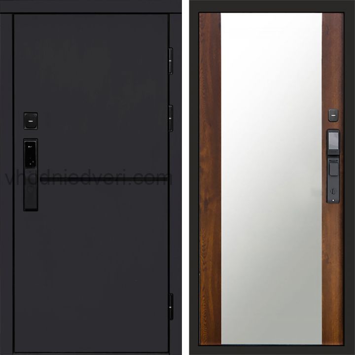 Входная дверь Termo-door ТРЕНД BLACK с электрозамком - Зеркало Дуб