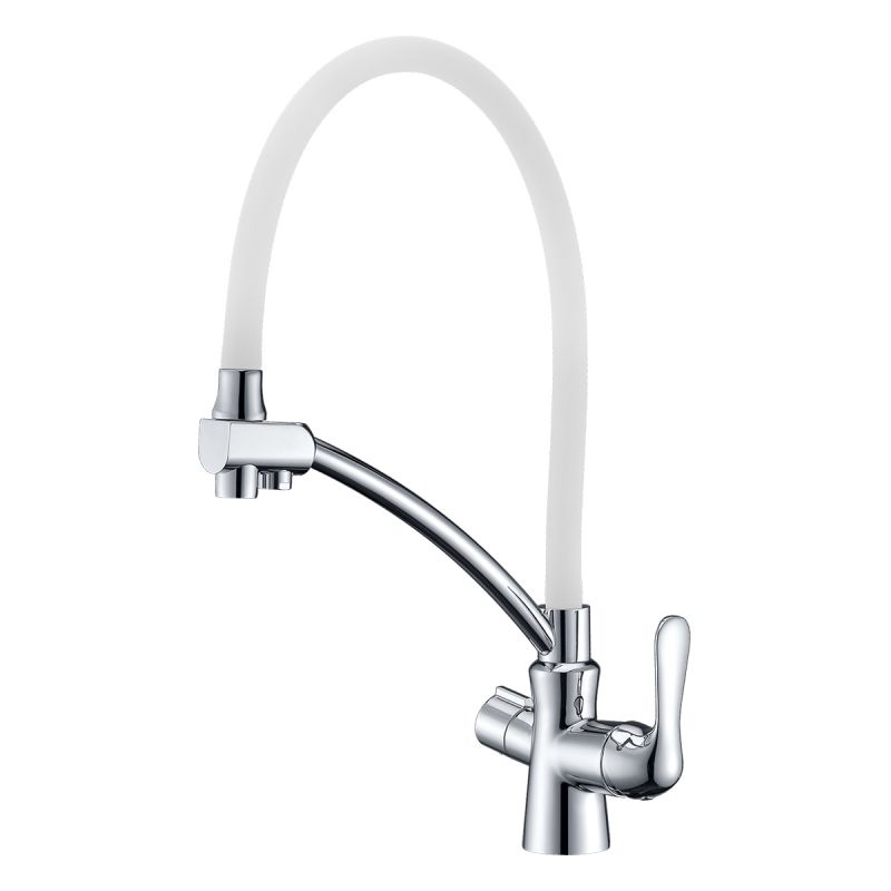 Смеситель для кухни Lemark Comfort LM3070C-White с подключением к фильтру с питьевой водой, хром, белый