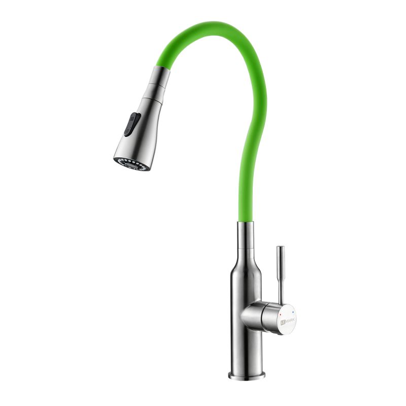 Смеситель для кухни Lemark Expert LM5082S-Green с гибким изливом, матовый, зеленый