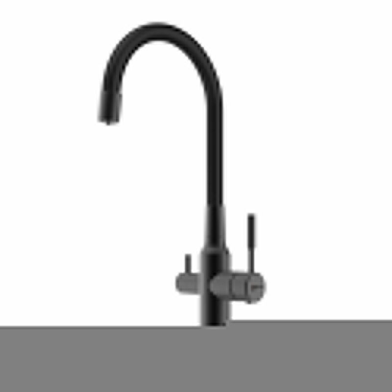 Смеситель для кухни Lemark Expert LM5083BL-Black c гибким изливом, с подключением к фильтру с питьевой водой, черный