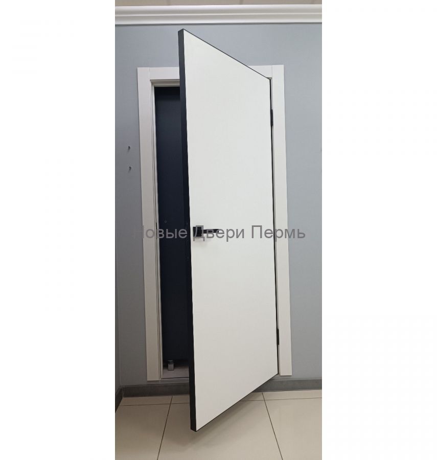 Дверь Графика-1 Белый Vinyl черная кромка