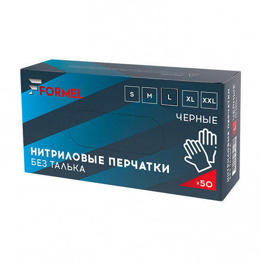 Formel Нитриловые перчатки без талька, черные, размер XL, в упаковке 50 шт.