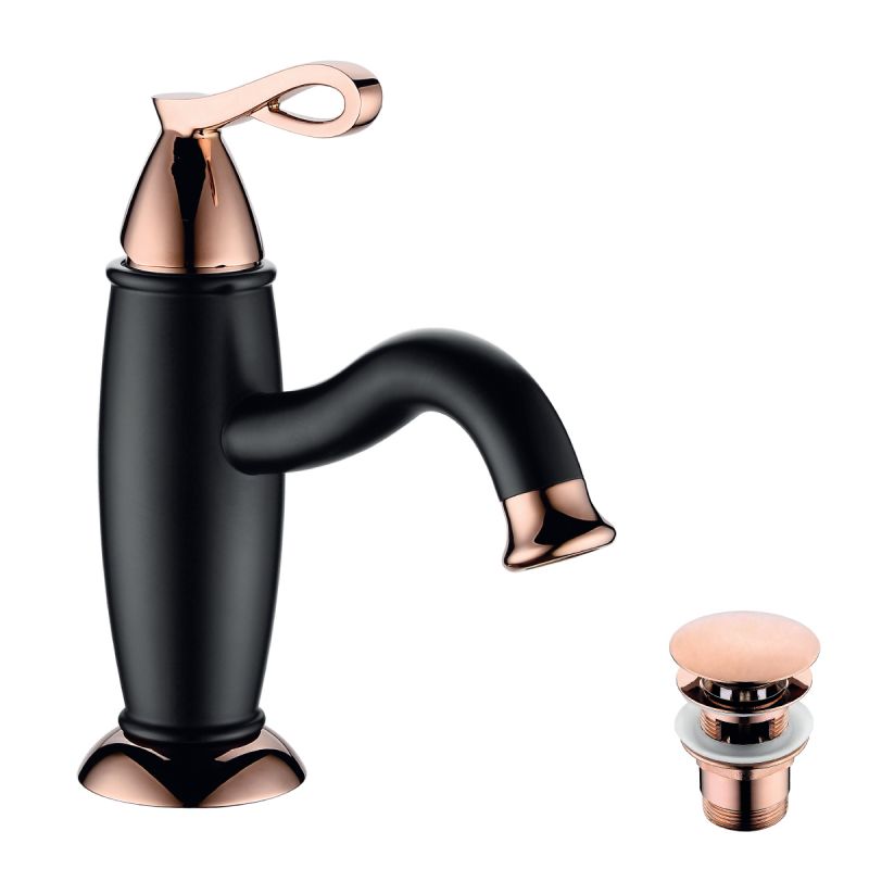 Смеситель Lemark Prime LM6106BRG для раковины, черный, розовое золото