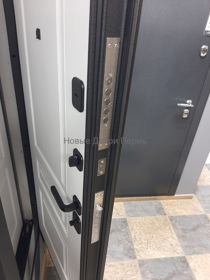 SUPER OMEGA PRO PP ПВХ Черная шагрень / ПВХ Бьянко входная дверь