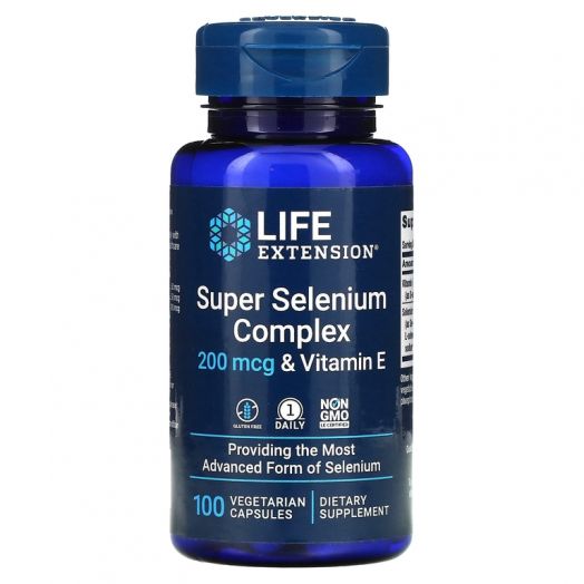 Super Selenium Complex суперкомплекс селена с витамином E, 200 мкг, 100 вегетарианских капсул Life Extension