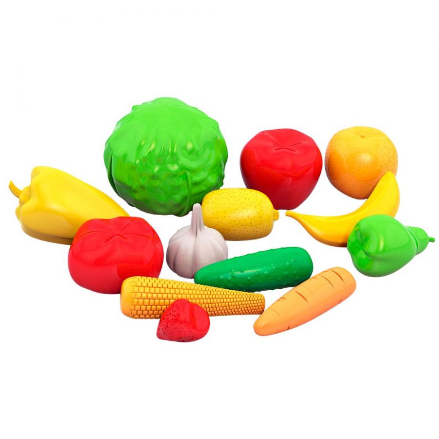Набор большой «Фрукты и овощи» в ящике (12 шт.)