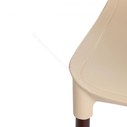 Стул GENIUS (mod 75) металл/пластик, бежевый/коричневые ножки