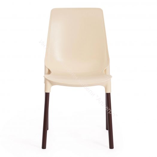 Стул GENIUS (mod 75) металл/пластик, бежевый/коричневые ножки