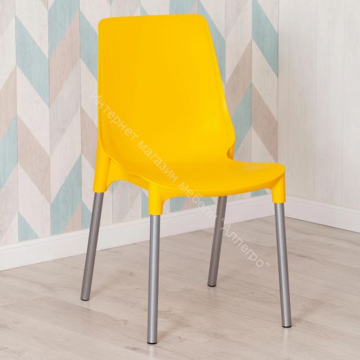 Стул GENIUS (mod 75) металл/пластик, желтый/ножки хром