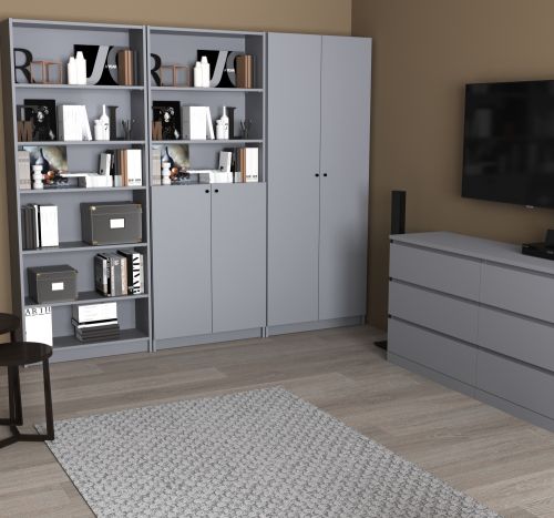 VARMA STAND DOOR Стеллаж, 2 двери, серый, 78х198 см