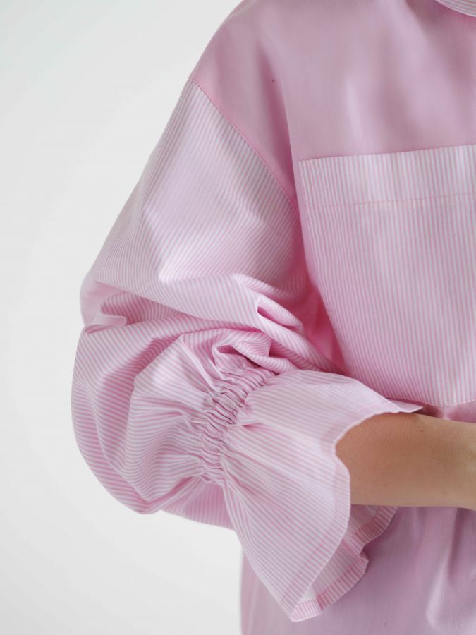 Рубашка розовая в полоску