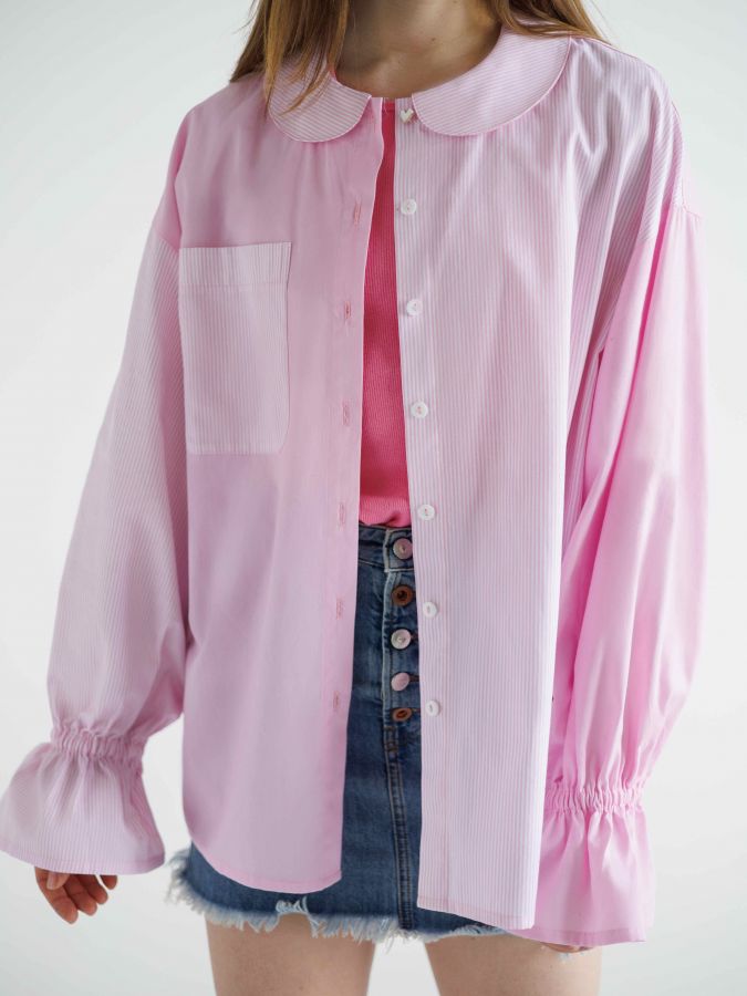 Рубашка розовая в полоску