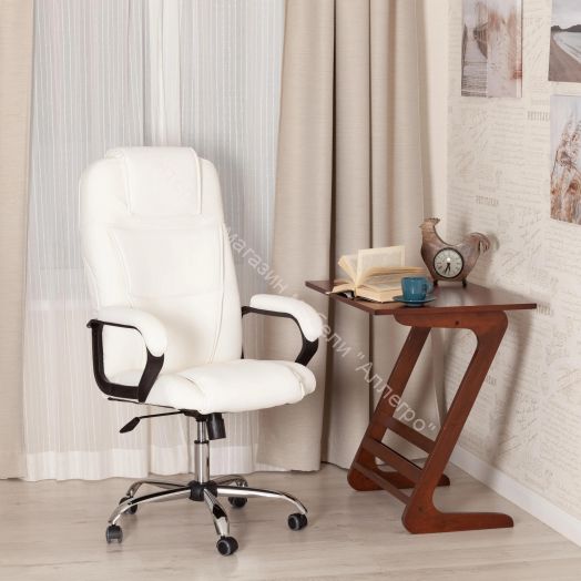 Кресло BERGAMO (хром) (22) кож/зам, белый, 36-01