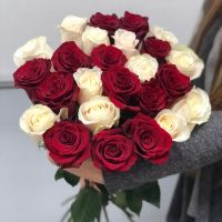 51 красно-белая роза Эквадор