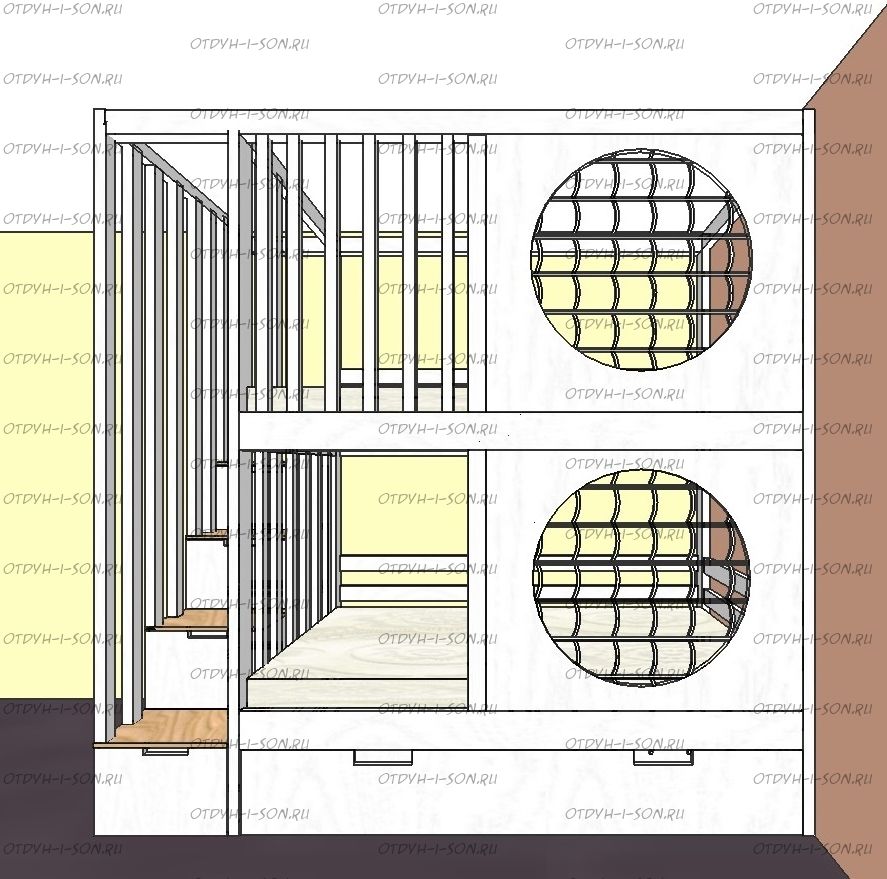 Кровать двухъярусная Домик Fairy Land Sky, Массив