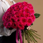 Розовая роза от 9 шт (Эквадор, 60см)