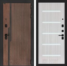 Входная дверь Лабиринт KARMINA 01 Сандал белый, стекло белое