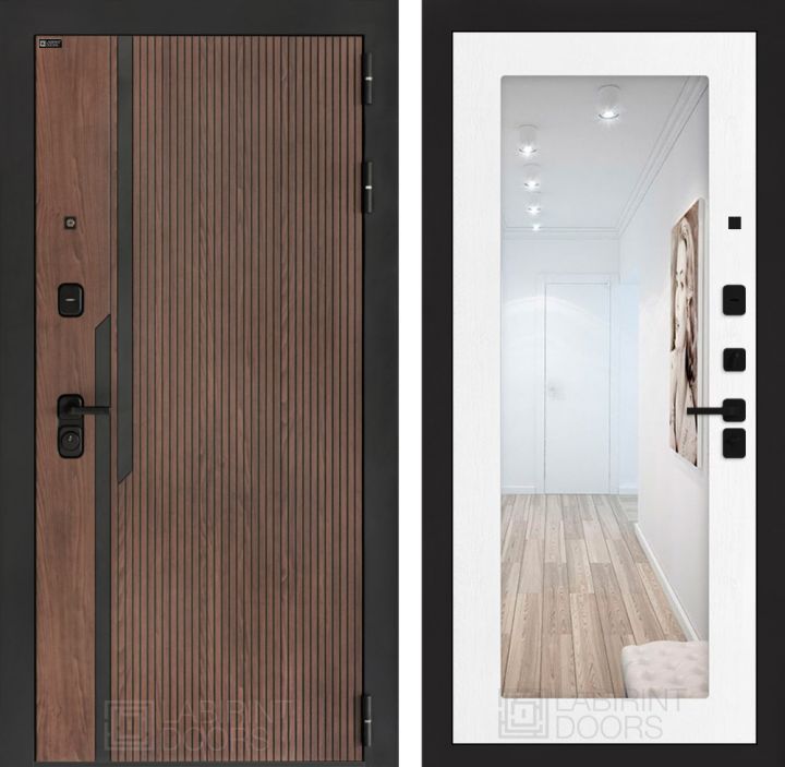 Входная дверь Лабиринт KARMINA с зеркалом 18 Белое дерево