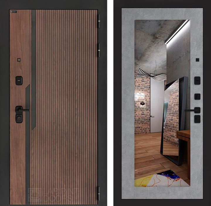 Входная дверь Лабиринт KARMINA с зеркалом 18 Бетон светлый