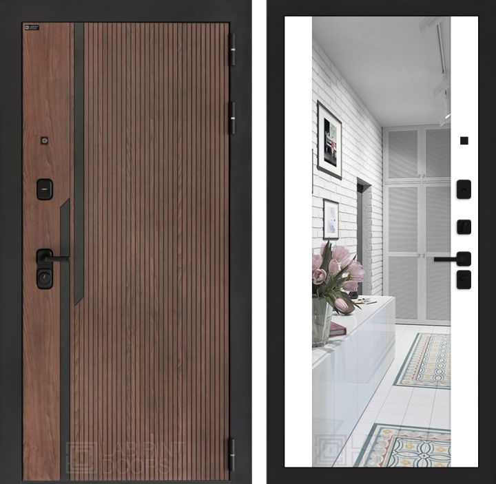 Входная дверь Лабиринт KARMINA с зеркалом Максимум Белый софт