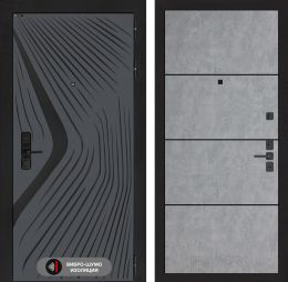 Дверь входная Лабиринт LEOLAB 25 Бетон светлый (черная вставка)