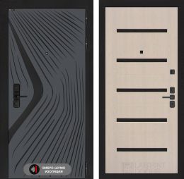 Дверь входная Лабиринт LEOLAB 01 Беленый дуб, стекло черное