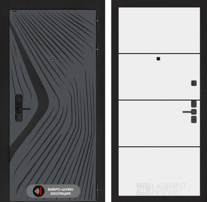 Дверь входная Лабиринт LEOLAB 25 Белый софт (черная вставка)